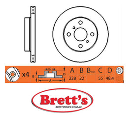 RN1250V DISC ROTOR NiBK JNBK NIBK FRONT FOR TOYOTA Corolla Nov 91~Nov 01    1.6 L    AE101    4A-FE    Pos:Left/Right Sep 99~Dec 04    1.6 L    AE111    4A-FE    Pos:Left/Right May 95~Aug 00    1.6 L    AE114    4A-FE    Pos:Left/Right