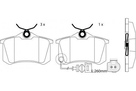 PN0019W DISC PAD SET REAR NiBK JNBK KIT VAG 1J0698451H VAG 1J0698451L ...