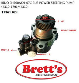 11361.024 P/S POWER STEER PUMP HINO HINO BUS BX341 BUS EH700   HINO BUS RK176 BUS EH700 HINO TRUCK FF17*K 1981-85  EH700 FF172K FF173K FF177K HINO TRUCK FF19*K 1981-85  H06CTB FF192K FF193K FF197K HINO TRUCK GT17*K 1981-1986 EH700 GT173K GT175K