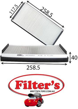 AC31062SET CABIN AIR FILTER  2 PCE KIT BOSCH1987432020 DELPHITSP0325047 FILTRONK1053-2X HENGST FILTERE942LI-2 MAHLE/KNECHTLA47S MANNCU27452 MERCEDES210.830.00.18 MERCEDES210.830.10.18 MERCEDESA2108301018 RYCORCA141P