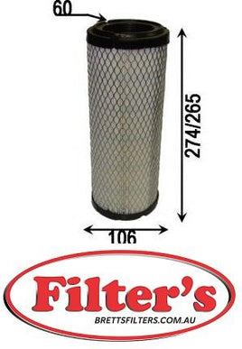 SA 16074 SA16074 AIR FILTER VERMEER BC 150 RTX 150 SC 252 SC 292 SC 30 TX SC 372 SC 375 VOLVO DD 25 EB 450 XT EC 25/XT EC 27 C EC 30 EC 35 EC 35 C EC 38 EC 45 EC 45 PRO ECR 28 ECR 38 ECR 48 + ECR 48 C ECR 50 D WACKER NEUSON 3001 DPU 130 LE RD 27-100