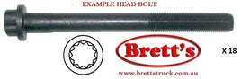 ZZZ 13114.501 CYLINDER HEAD BOLT HEAD BOLTS KIT  FOR TOYOTA SET OF 18  HEAD BOLT SET B 3B 11B 14B 15B 84- SET OF 18 DAIHATSU 3B 11B 14B 15B 8/1988- ON WARDS  3.7L 4