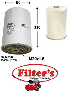 FC25326 FUEL FILTER FC1006 FC-1006 MAZDA  TITAN   06.00~4600YM(4HG1)WH63F 06.00~4600YM(4HG1)WH63G 06.00~4600YM(4HG1)WH63H 06.00~4600YM(4HG1)WH64H 06.00~4600YM(4HG1)WH65D  WH68H  WH68K YM(4HG1)WH69H  YM(4HG1)WH6HD  WH6HH