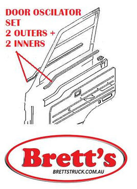 W02358811A SET OF 4 RH RIGHT AND LH LEFT HAND FRONT OUTER AND INNER OSCI OSICLATOR OSCILLATOR  DOOR WINDOW SEAL  MAZDA T3500 T4100 TITAN TRADER 1981-1989 MODELS W02358811