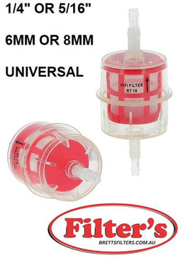 RT 16 RT16 FUEL FILTER HIFI BUY AT BRETTS TRUCK .COM.AU 1/4 or 5/16 In. Universal