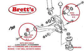 SPEC 11355.523KIT  BUSH LOWER CONTROL ARM 11355.522 + 11355.523 STEERING ARM ROD MAZDA T4600 2000- TITAN 2000- IFS INDEPENDENT 2000- IFS INDEPENDENT FRONT SUSPENSION  WH63H, WH68H, WH33G, WH63F, WH65H, WH3HH, WHF3G, WH65T, WH3HD, WHF5G