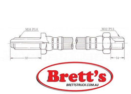 BH26103F  BRAKE HYD HOSE HYDRAULIC LINE  FRONT WANO 1G1105 , BH26103 HINO BUS  AD2J 1996-1999  BD190  HINO TRUCK  FC3J 1996-2002 RANGER 5   FD1J  FD2J  FD3H  FD3W FE3H FF2H GD1J 1996-2002 GD3H 1991-1996